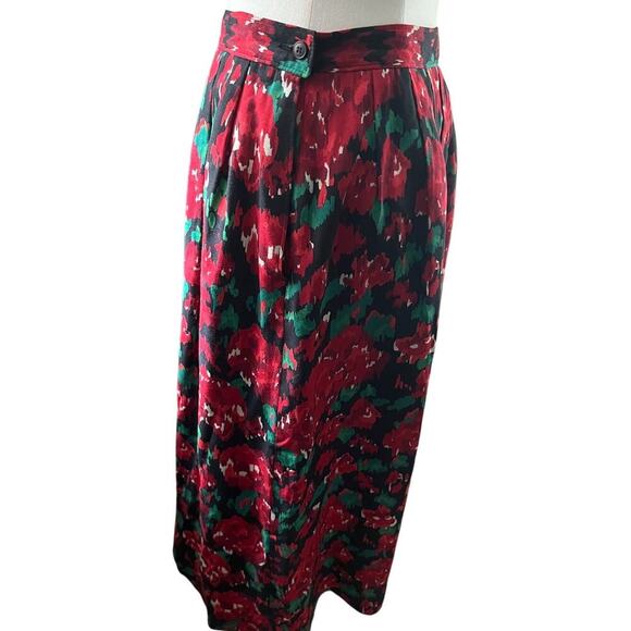 Pendleton Vintage Pleated Floral Midi Skirt Red Green Black Lined‎ Size 12 - Picture 2 of 8